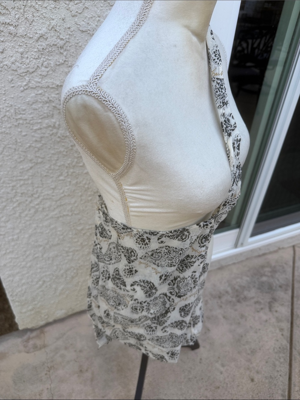 Free People Lightweight Gauzey Cloth Cream/Black Paisley Print Boho Shoulder Bag